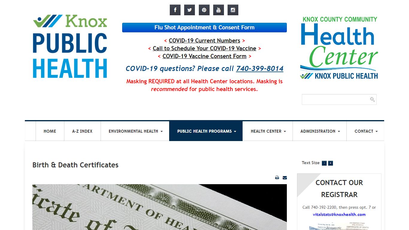 Birth/Death Certificates - Knox Public Health