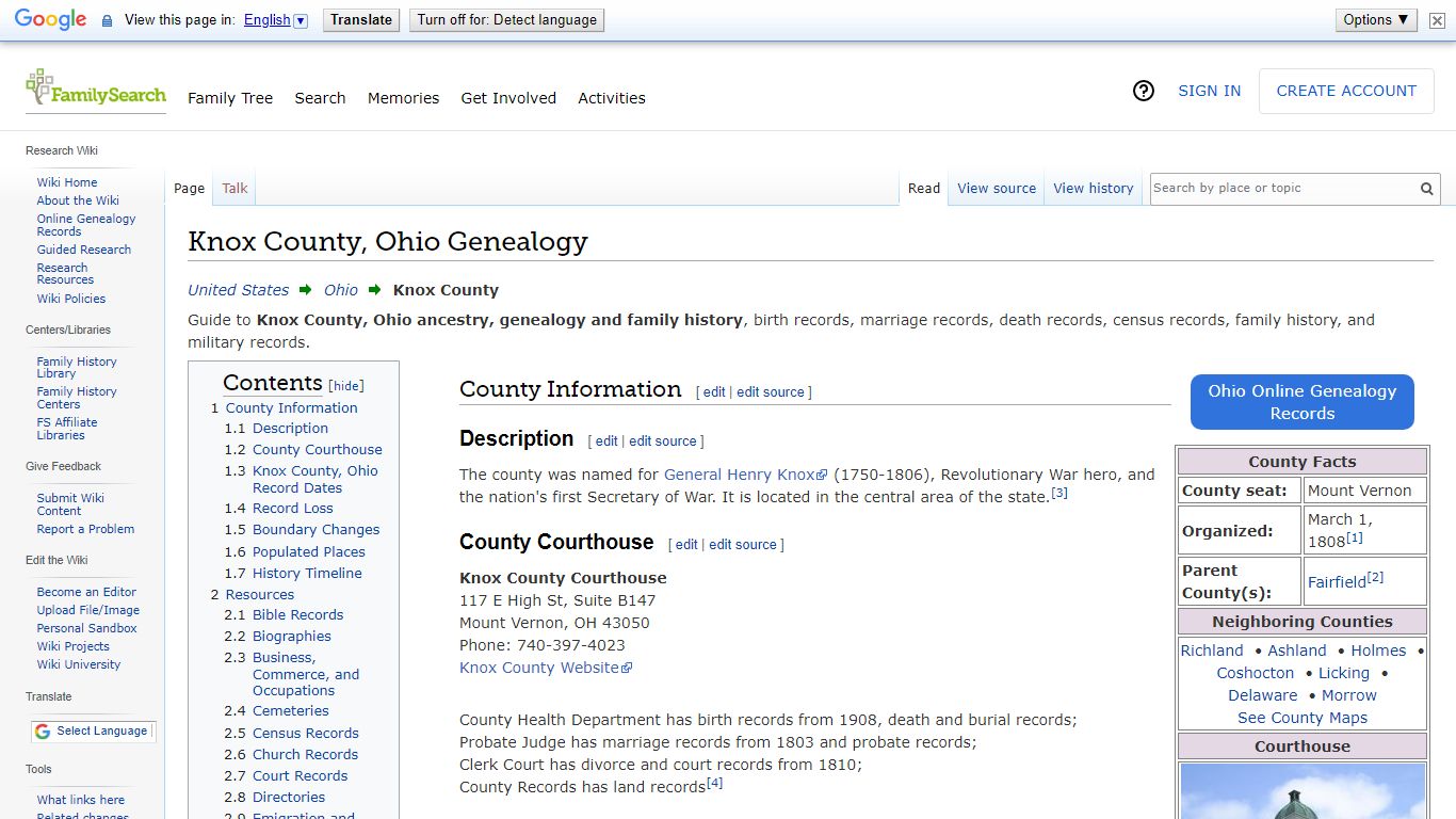 Knox County, Ohio Genealogy • FamilySearch